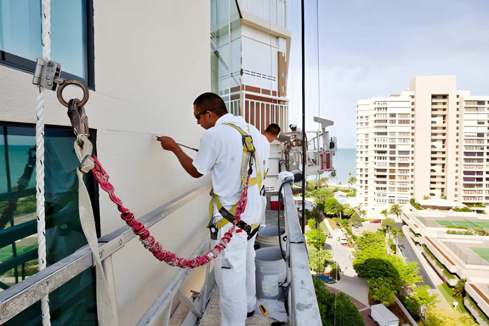 Professional commercial painting crew at work